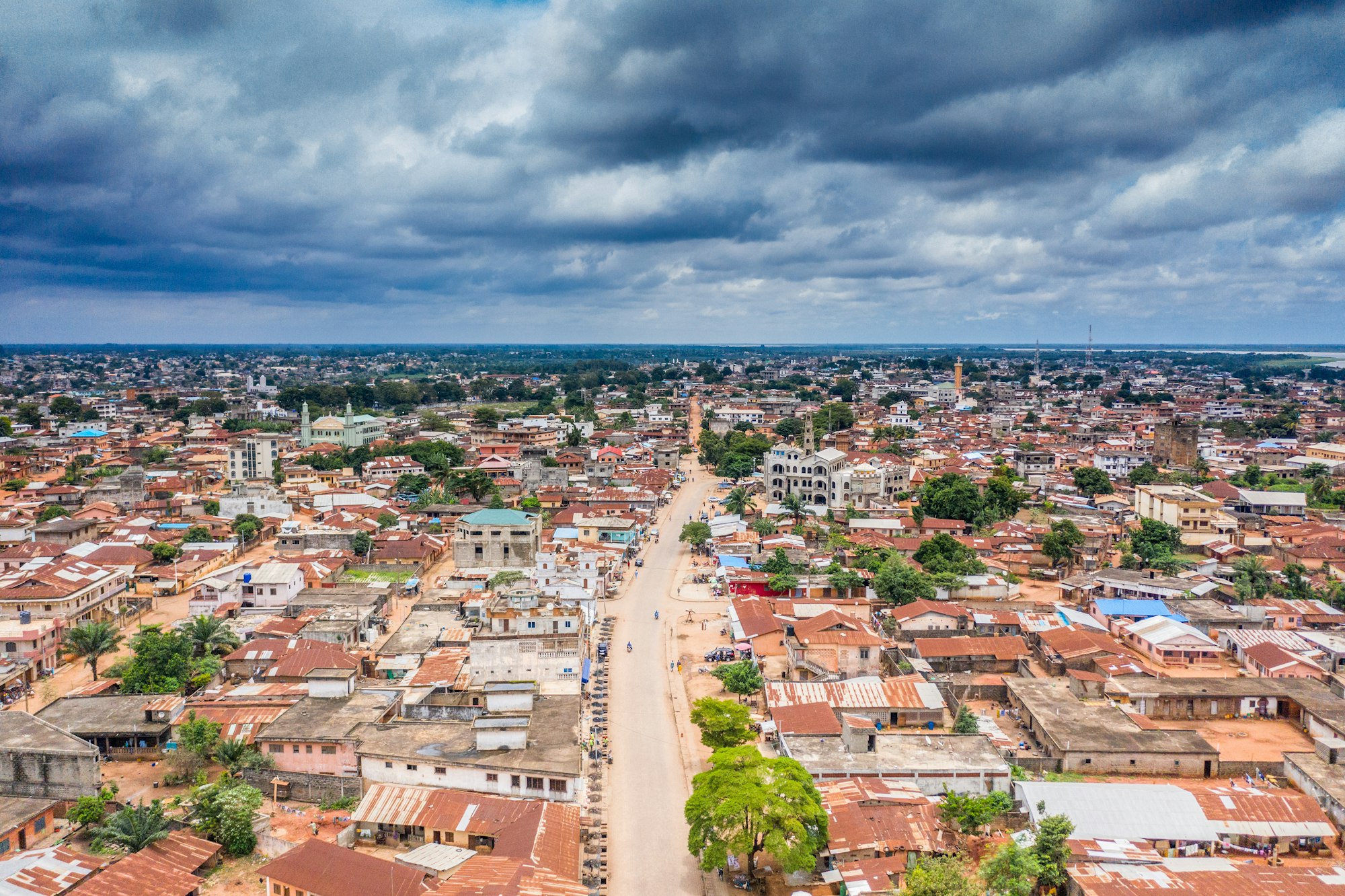 Vue aérienne de la ville de Porto-Novo, capitale politique du Bénin